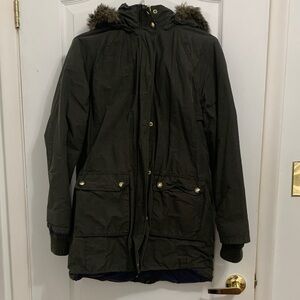 Tommy Hilfiger Dark Green Parka with Fur Hood